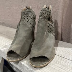 Women's Peep-Toe Suede Ankle Boots